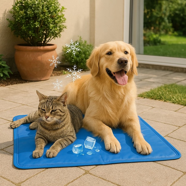 Охлаждаща постелка за кучета, Син, 65x40 см