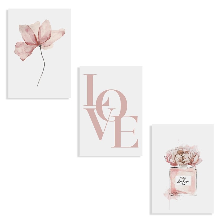 Комплект постери, Декоративни, С мотив "beauty", 21x30см, 3 бр