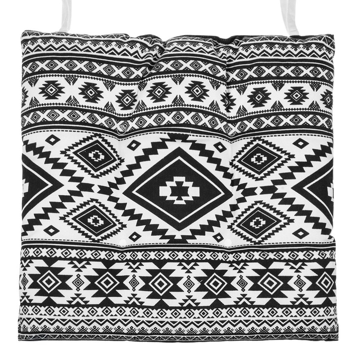 Perna alba neagra cu model aztec pentru scaun 42x42cm