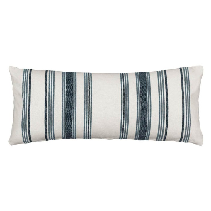 Perna decorativa alba cu dungi petrol 70x30cm