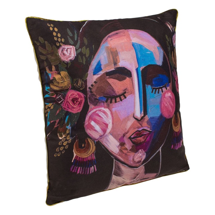 Perna decorativa cu model chip de femei pentru canapea 45x45x10cm