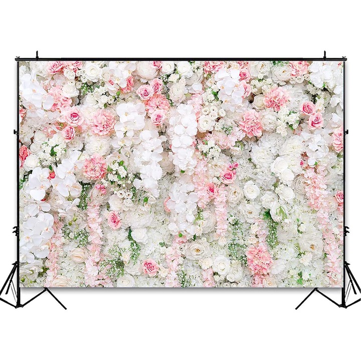 Fundal Fotografie, Vinil, 1.8 x 2.4 m, cu 6m Cordon, Alb