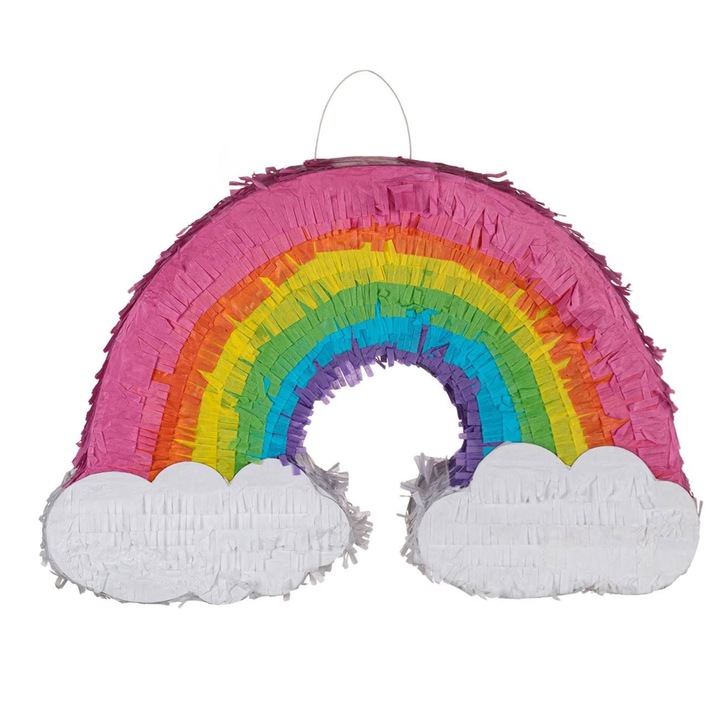 Pinata Party Curcubeu pentru Copii, Multicolor, din Hartie, dimensiune 45x10x33 cm
