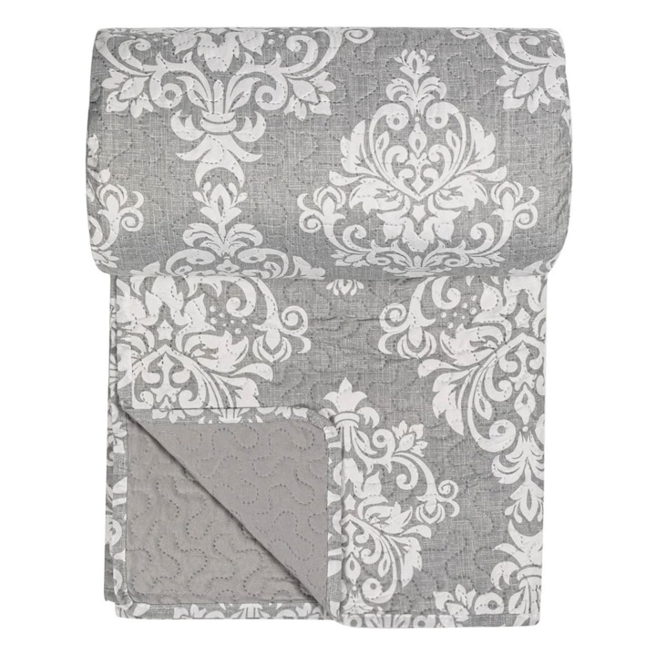 Cuvertura cu doua fete gri damask 220x240cm