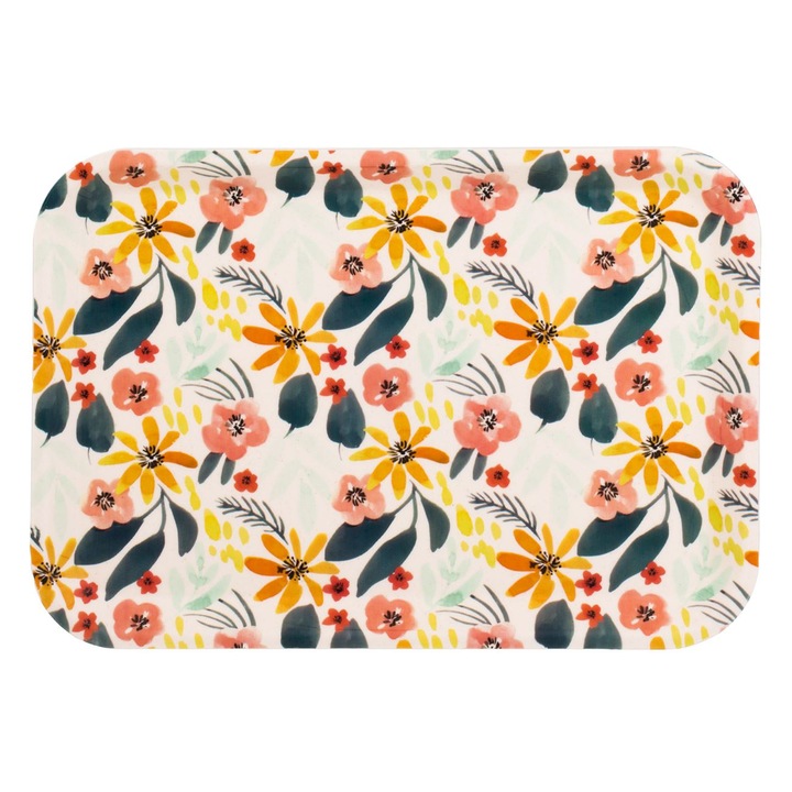 Tava de servit cu model floral 29x20cm