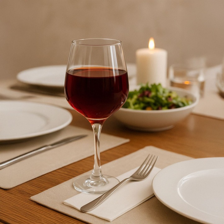 Pahar din sticla transparenta "lal" cu picior pentru vin rosu 400ml