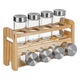 Suport din Lemn pentru Condimente cu 8 Recipiente din Sticla, 85 ml, 26 x 8 x 18 cm