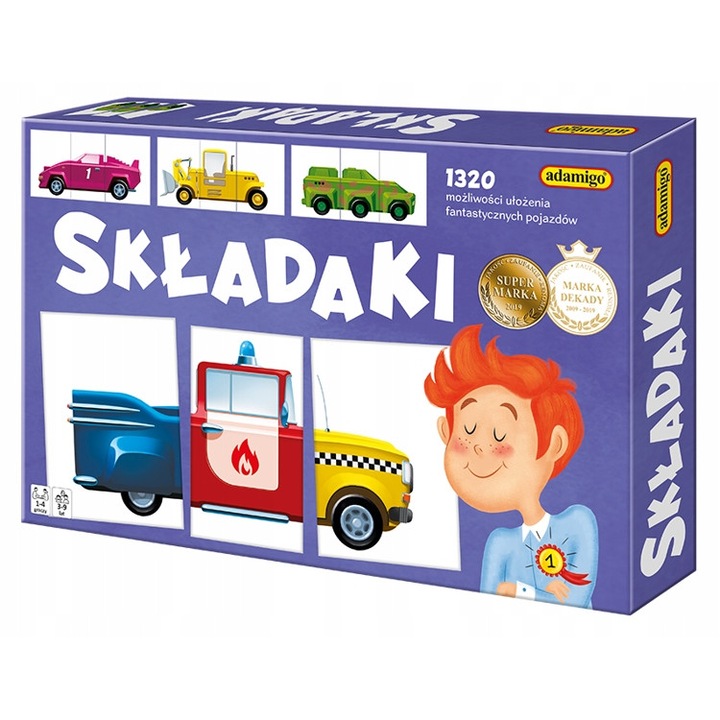 Puzzle Skladaki, Adamigo, 36 elemente, 1-4 jucatori, 27,5x18,5x3,5 cm