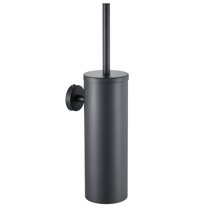 Perie de toaleta suspendata, suport din otel pentru baie, montat pe perete, fara gaurire, gri