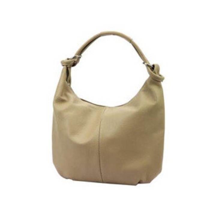 Geanta de umar din piele naturala Serena, model shopperbag, culoare argintie, dimensiuni 41x29x15cm