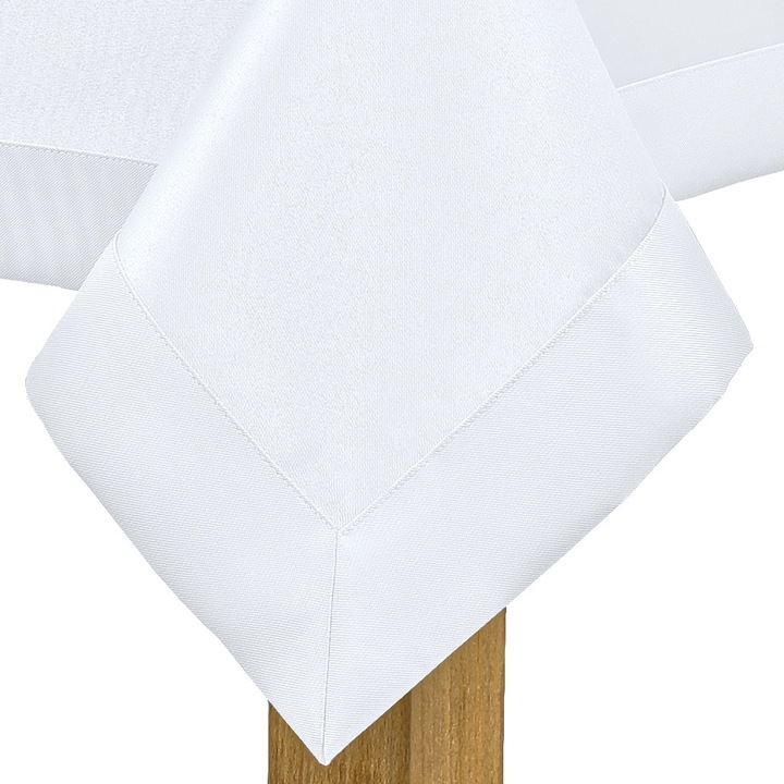 Fata de masa invitta Classic Elegance Alba 160x300 cm, Eleganta, Cusuta cu Bordura 5 cm, Rezistenta la Pete, Poliester