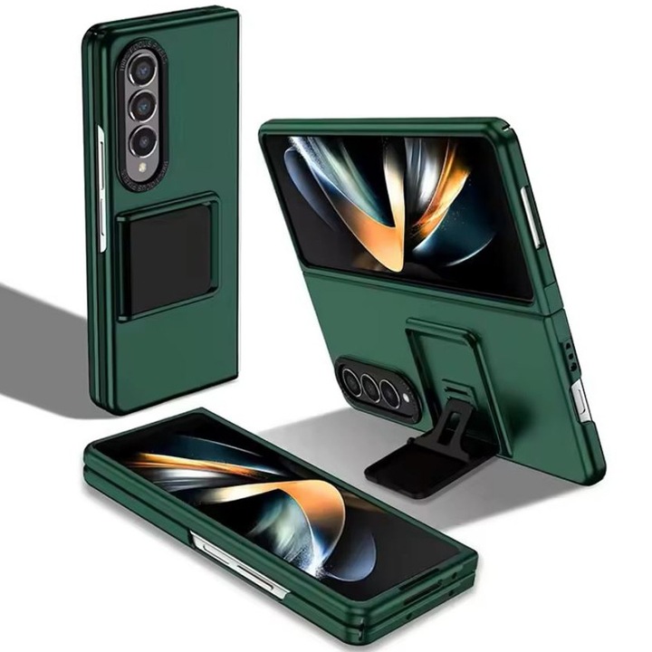 Husa Suport Patrat, Samsung Galaxy Z Fold 4, Protectie antisoc, Verde