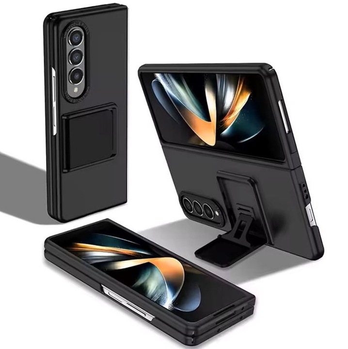 Квадратна стойка за Samsung Galaxy Z Fold 5, Удароустойчива защита, Черен