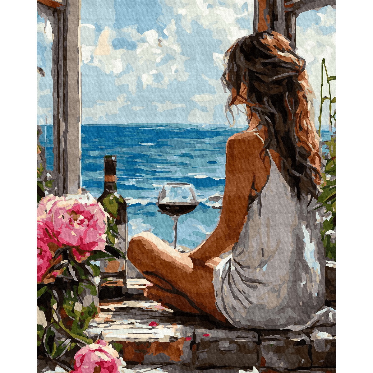 【 L出品 】 50×40cm size art Set pictura pe numere, cu sasiu, Femeia si marea, 40x50 cm - eMAG.ro