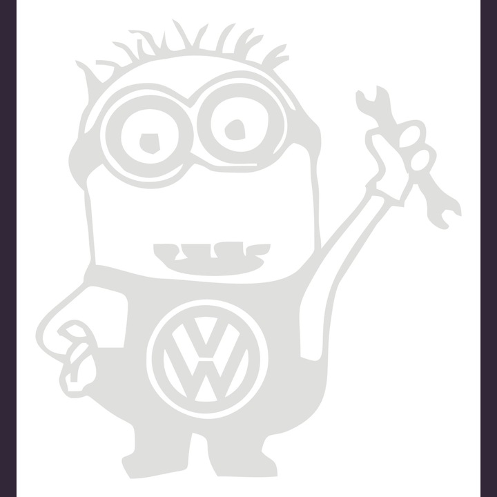 Sticker Auto Volkswagen Vw minion, alb 20 cm