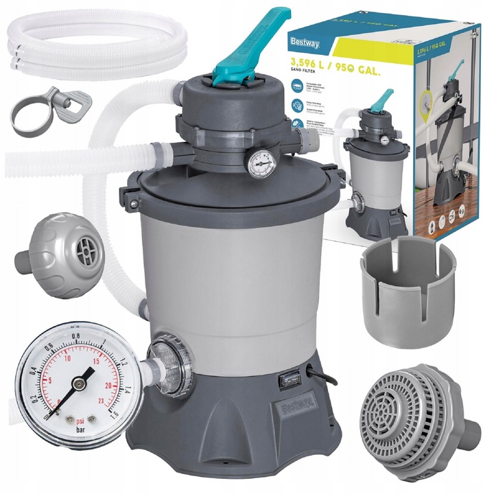 Bestway 58515 medenceszűrő szivattyú, 3028 l/óra, 85 W, 71x33x33 cm, ChemConnect adagolóval