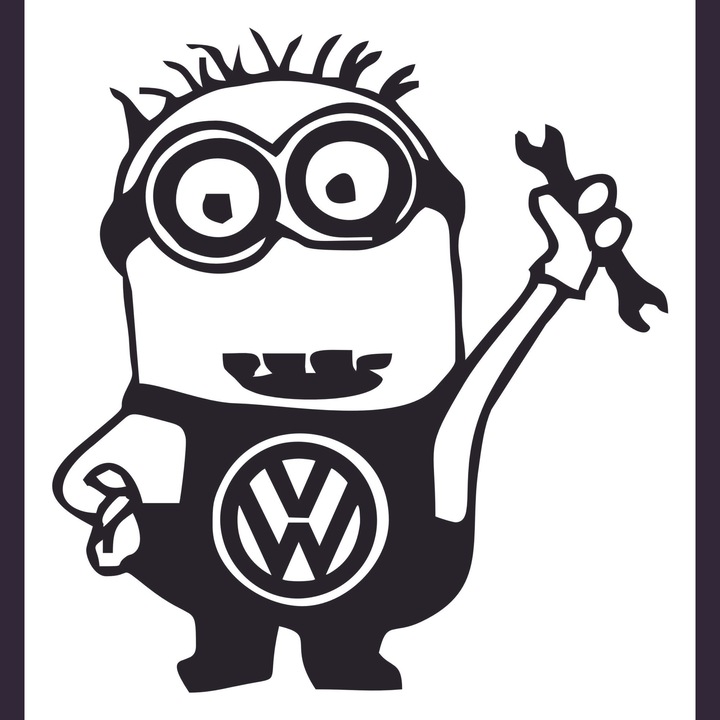 Sticker Auto Volkswagen Vw minion, negru 20 cm