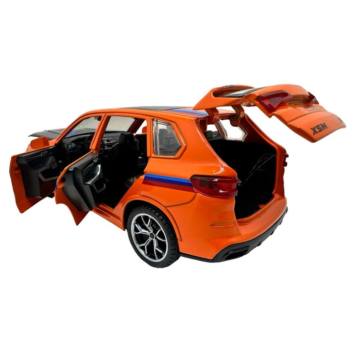 Макет BMW X5, модел 1:24 оранжево отваряне на врати, звук и светлини