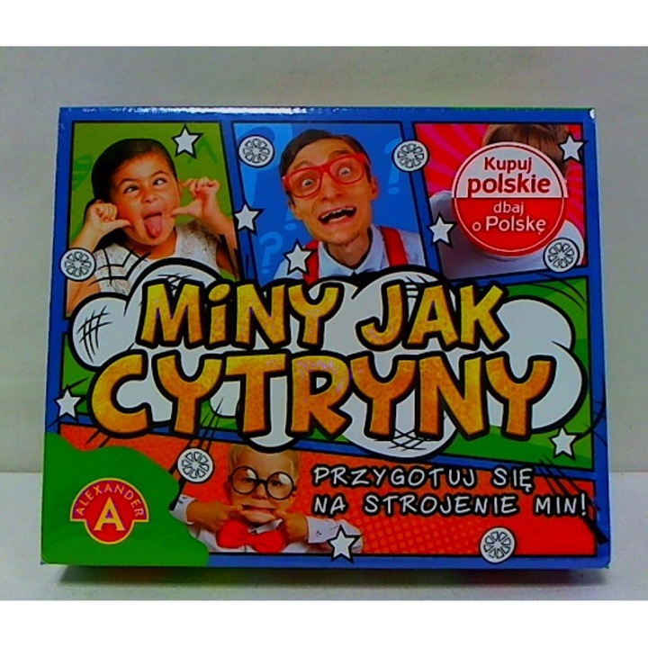 Joc de societate Miny jak cytryny, Alexander, set 55 carti rosii, 55 carti albastre, 1 clepsidra, 1 notita