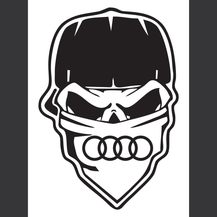Sticker Auto Audi Skull gangster, negru, 20 cm