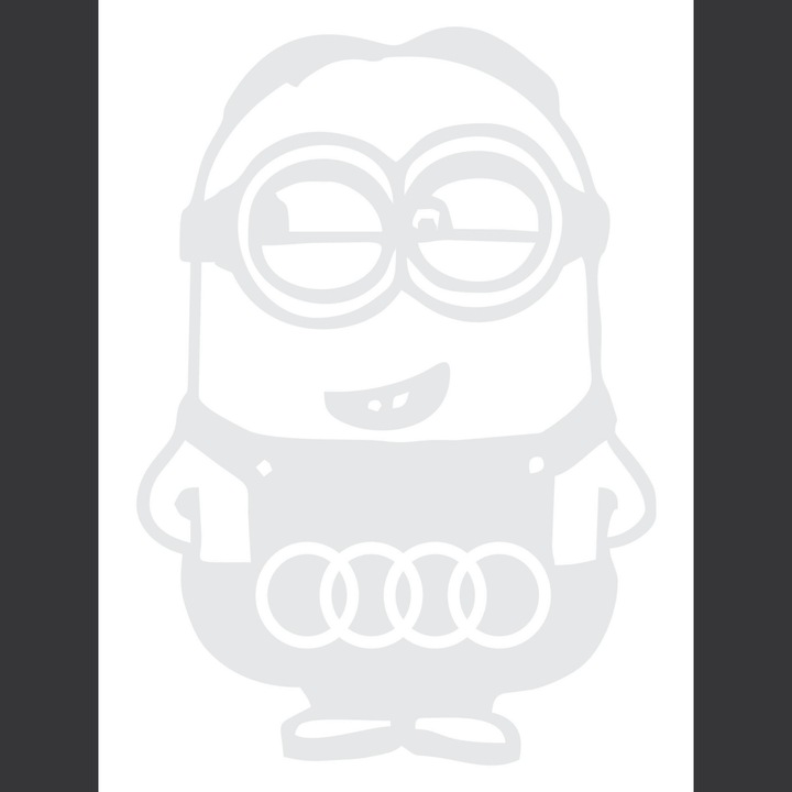 Sticker Auto Audi minion, alb 20 cm