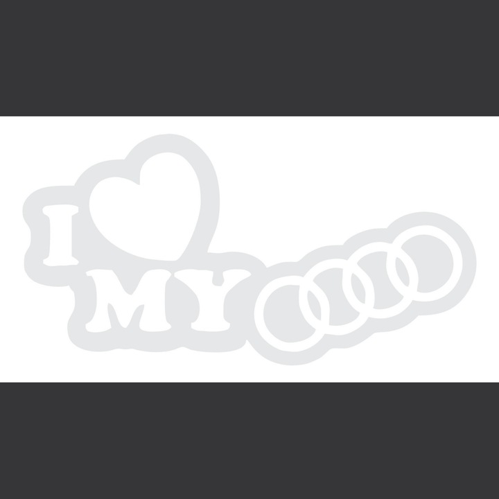 Sticker Auto I love Audi 01, alb, 20 cm