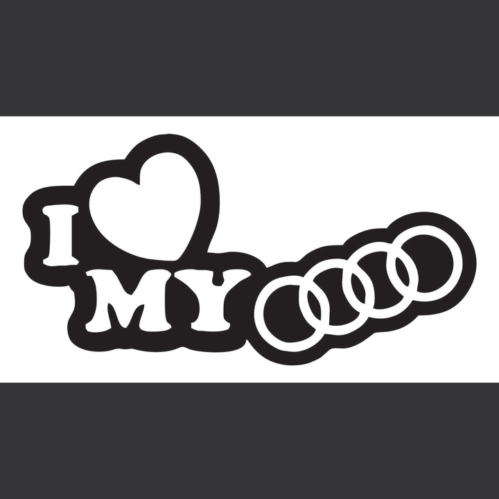 Sticker Auto I love Audi 01, negru, 20 cm