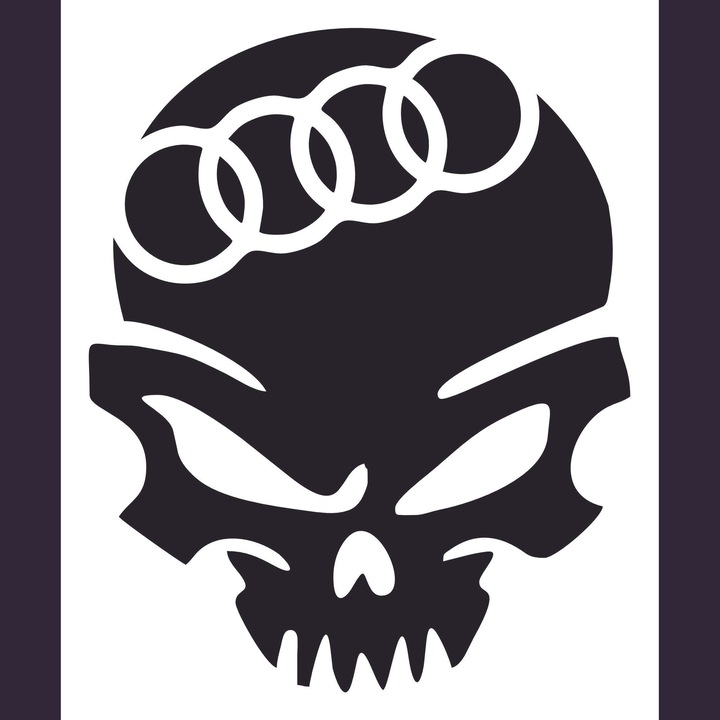 Sticker Auto Craniu Audi, 20 cm, Negru