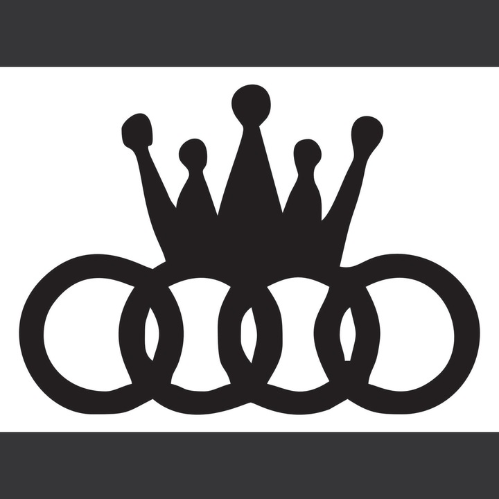 Sticker Auto Audi coroana, 20 cm, negru