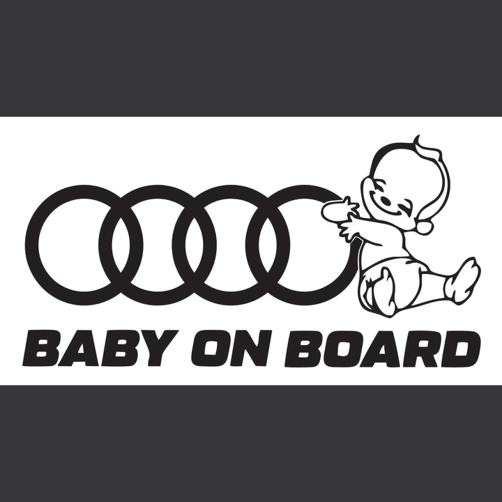 Sticker Auto baby on board Audi, negru, 20 cm