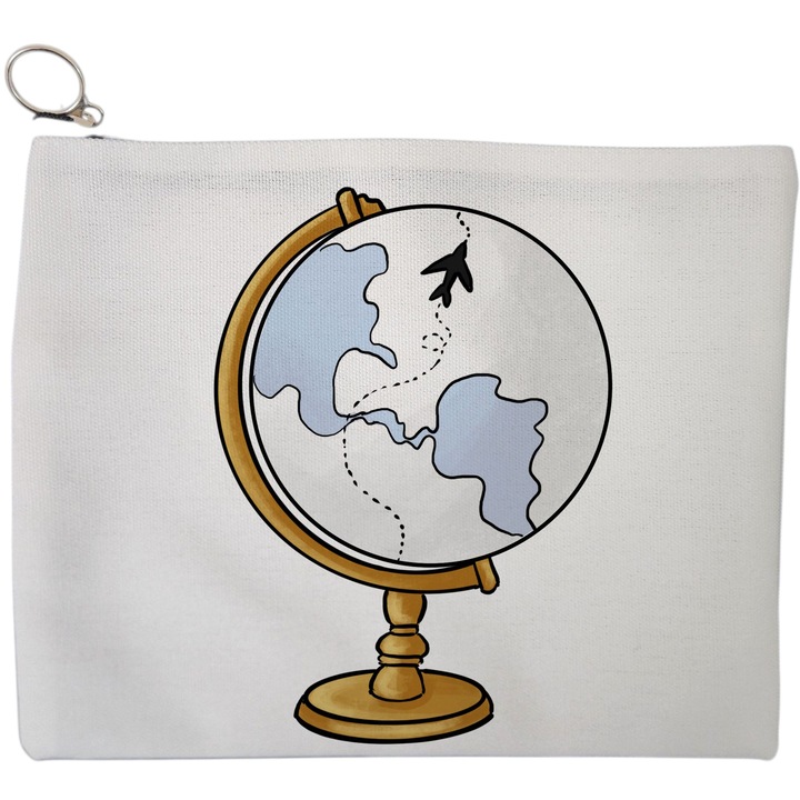 Portfard Cosmetice tip Plic Travel Girl 17, 23x18 cm, Alb, BEKZ®