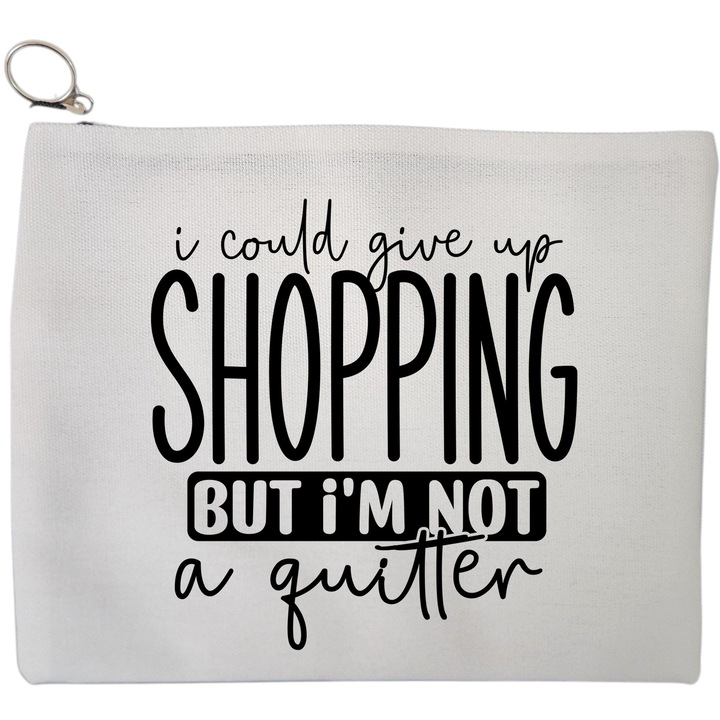 Portfard Cosmetice tip Plic, model I could give my shopping, 23x18 cm, Alb, BEKZ®