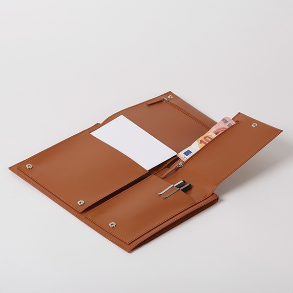 Geanta laptop Lexon Flat, 14", doua compartimente, culoare brown, dimensiuni 37x27x2.5cm