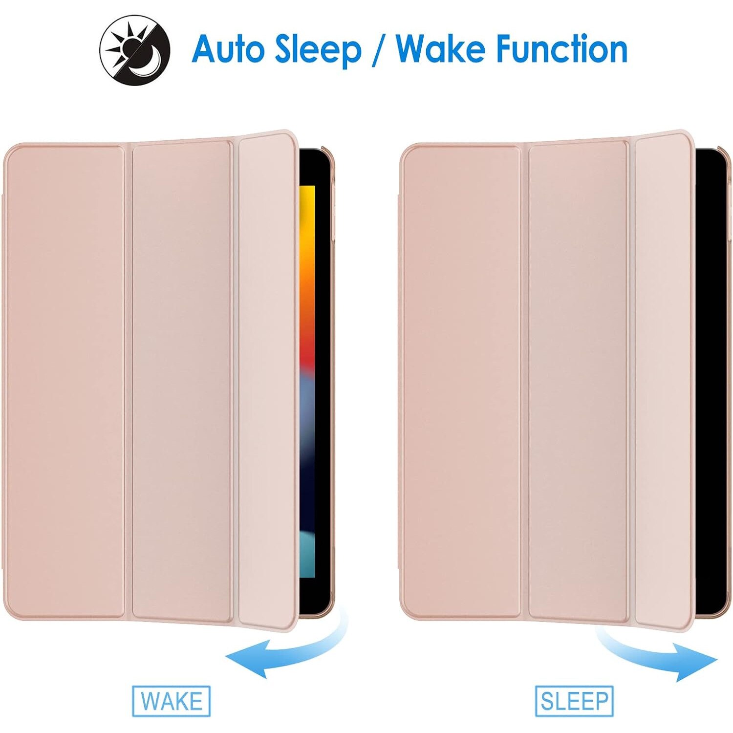 Husa tableta HERUSI iPad 10.2 inch rose gold auto wake sleep