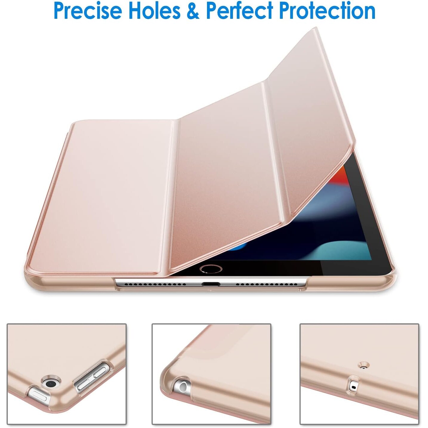 Husa tableta HERUSI iPad 10.2 inch rose gold auto wake sleep