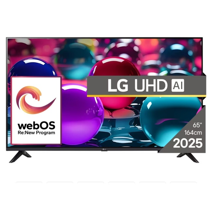 Телевизор LG 65UA73003LA, 65" 4K UltraHD TV 4K (3840x2160), DVB-T2/C/S2, webOS 25 Smart, ThinQ AI, Alpha 7 AI Processor, WiFi, HDR10 pro, HLG, ALLM/HGiG, 4K Upscaling, AI Sound pro, Multiple View, HDMI eARC, LAN, USB, Bluetooth, Google Cast, 2 65UA73003LA