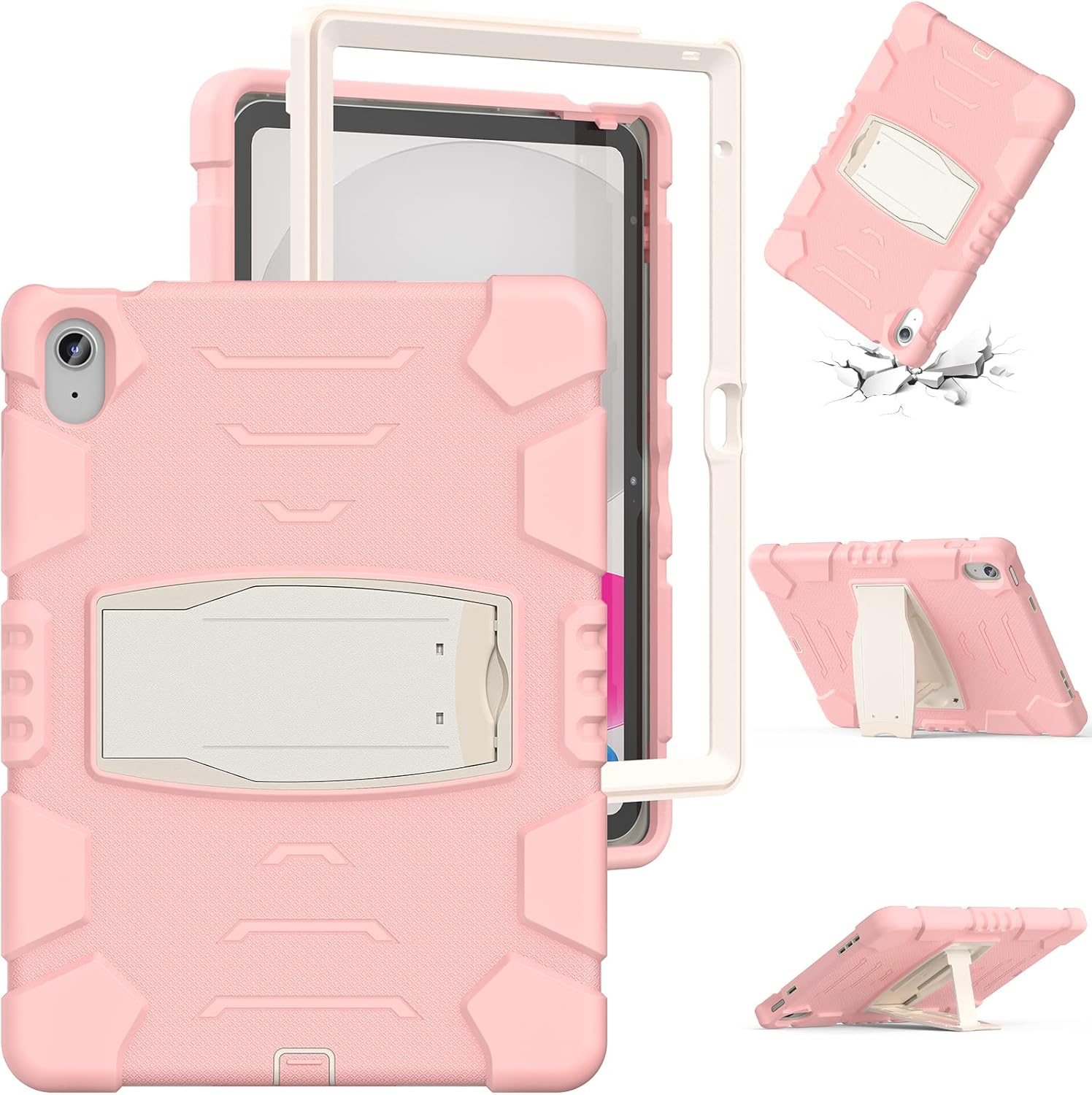 Husa Shockproof Armor pentru Samsung Galaxy Tab A7 (SM-T500/T505/T507), 10.4", Sigloo, stand Built-in, Protectie 360, Roz