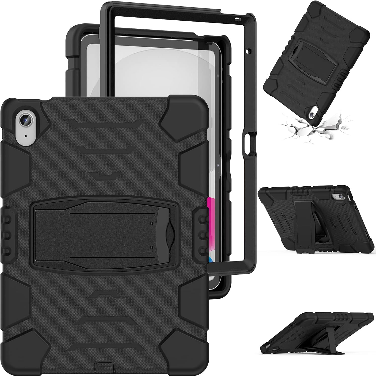 Husa Shockproof Armor pentru Samsung Galaxy Tab A7 (SM-T500/T505/T507), 10.4", Sigloo, stand Built-in, Protectie 360, Negru