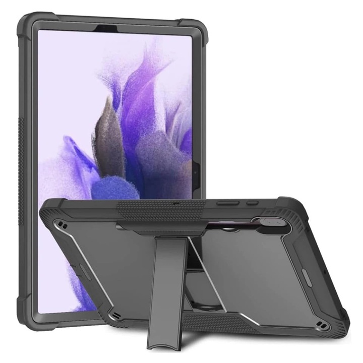 Husa Shockproof Armor pentru Samsung Galaxy Tab S10+/S9+/S9Fe+, 12.4", Sigloo, stand Built-in, Protectie 360, Negru