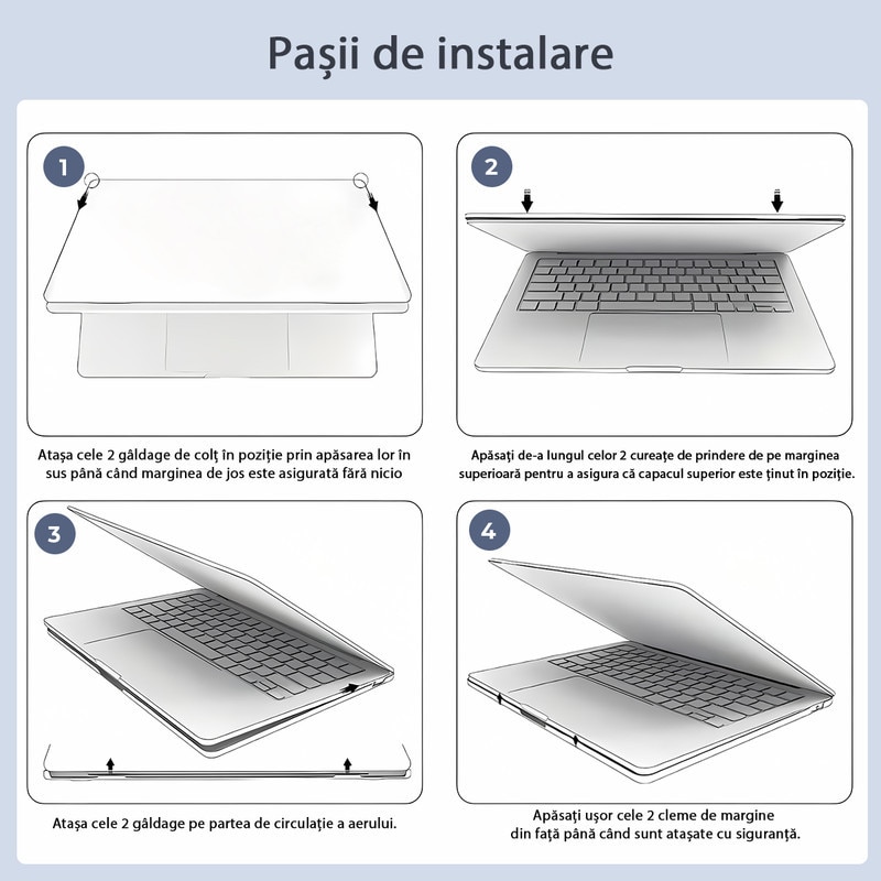 Carcasa Laptop pentru MacBook Air 15 inch, versiunea 2025 2024 2023, versiunea M4 A3241 M3 A3114 M2 A2941, carcasa de protectie rigida, carcasa de protectie rezistenta la zgarieturi din cristal, gri