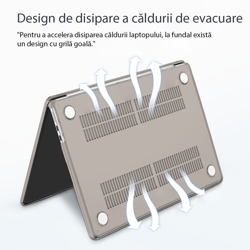Carcasa Laptop pentru MacBook Air 15 inch, versiunea 2025 2024 2023, versiunea M4 A3241 M3 A3114 M2 A2941, carcasa de protectie rigida, carcasa de protectie rezistenta la zgarieturi din cristal, gri