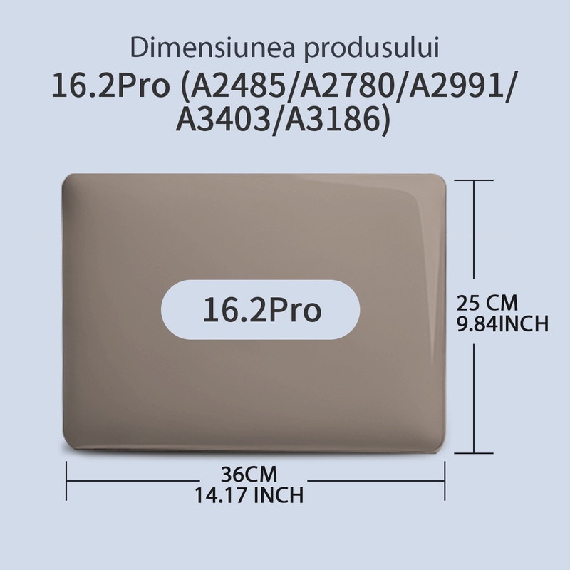 Carcasa Laptop pentru MacBook Pro 16 2025 2024-2021 M4 M3 M2 M1 Pro/Max, compatibila cu A3403 A3186 A2991 A2780 A2485, carcasa de protectie rigida, husa de protectie rezistenta la zgarieturi, gri