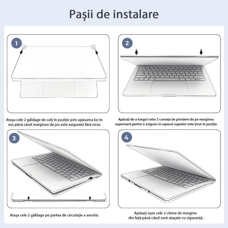 Carcasa Laptop pentru MacBook Air 13 inch (2025, 2024, 2023, 2022) versiunea M4 A3240, M3 A3113, M2 A2681, carcasa de protectie rigida din cristal, compatibila cu MacBook Air 13,6 inch, albastru aqua