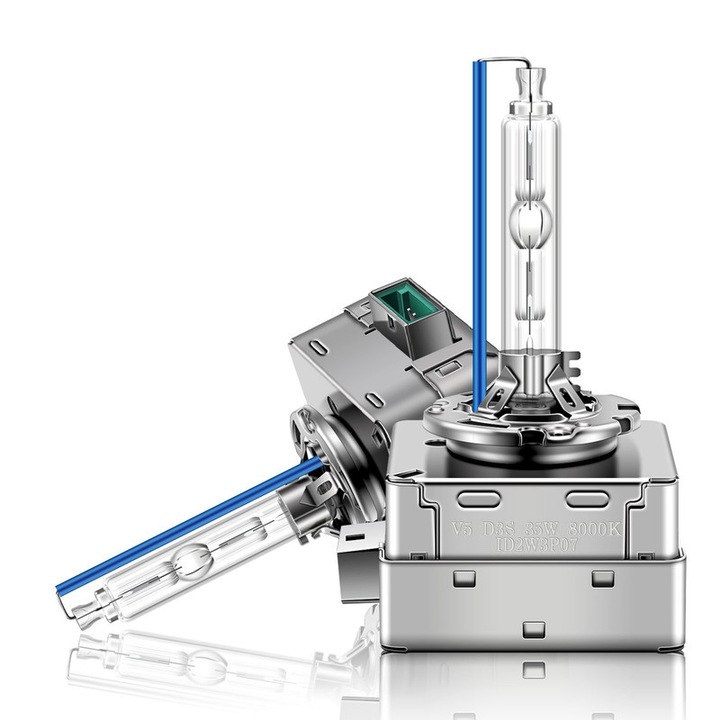 Becuri xenon D3S, ERATO, 8000K, 35W, bază metalică, 2 bucăți, albastru gheata