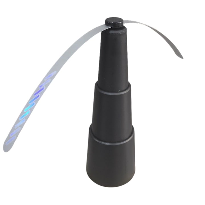 Вентилатор против мухи за маса, прибиращ се телескопичен дизайн, лесен за носене и съхранение, без химикали, гъвкави перки, безопасен за деца, преносим, безшумен, AA батерии, ABS, черен