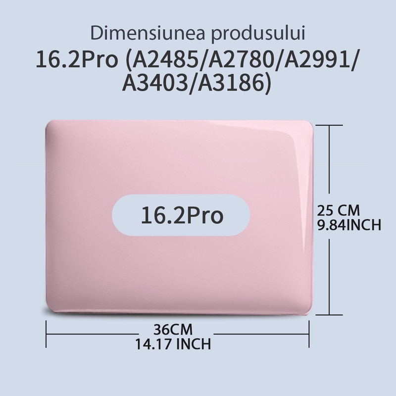 Carcasa Laptop pentru MacBook Pro 16 2025 2024-2021 M4 M3 M2 M1 Pro/Max, compatibila cu A3403 A3186 A2991 A2780 A2485, carcasa de protectie rigida, husa de protectie rezistenta la zgarieturi, roz