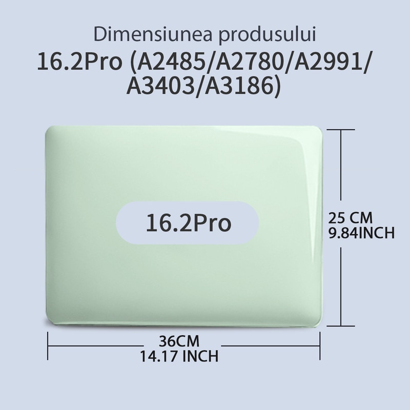 SURANBULI® Carcasa Laptop pentru MacBook Pro 16 2025 2024-2021 M4 M3 M2 M1 Pro/Max, compatibila cu A3403 A3186 A2991 A2780 A2485, carcasa de protectie rigida, husa de protectie rezistenta la zgarieturi, verde