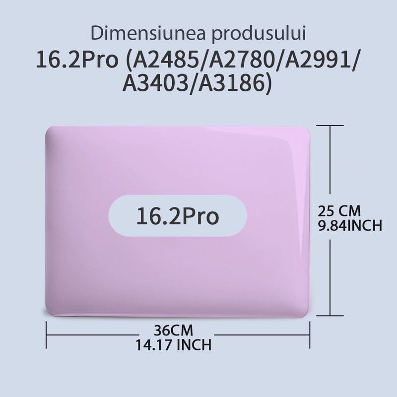 Carcasa Laptop pentru MacBook Pro 16 2025 2024-2021 M4 M3 M2 M1 Pro/Max, compatibila cu A3403 A3186 A2991 A2780 A2485, carcasa de protectie rigida, husa de protectie rezistenta la zgarieturi, violet