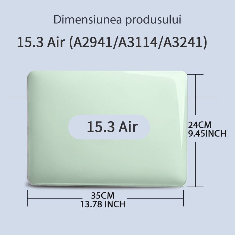 Carcasa Laptop pentru MacBook Air 15 inch, versiunea 2025 2024 2023, versiunea M4 A3241 M3 A3114 M2 A2941, carcasa de protectie rigida, carcasa de protectie rezistenta la zgarieturi din cristal, verde