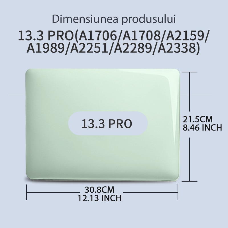 SURANBULI Carcasa Laptop pentru MacBook Pro 13 inch M2 2024 2023 2022-2016 versiunea M1 A2338 A2289 A2251 A2159 A1989 A1706 A1708, carcasa de protectie rigida din cristal rezistenta la zgarieturi, verde